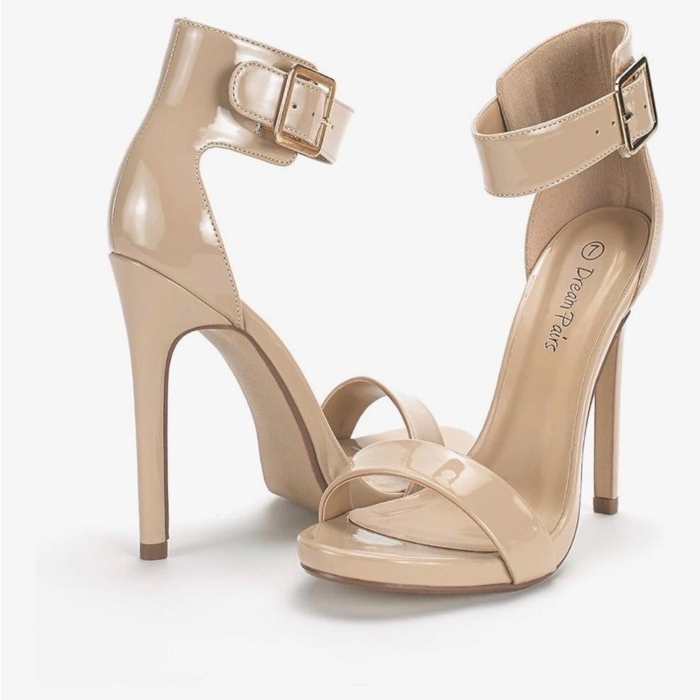 Dream Pairs Nude Patent Ankle Strap Stiletto Heels Size 8